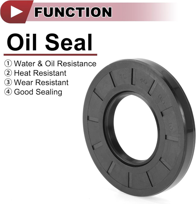 HEROFFIX 5 Pcs Rotary Shaft Seal High Pressure Oil Seal 40x80x10mm Black Nitrile 70 Durometer Rubber - Image 3